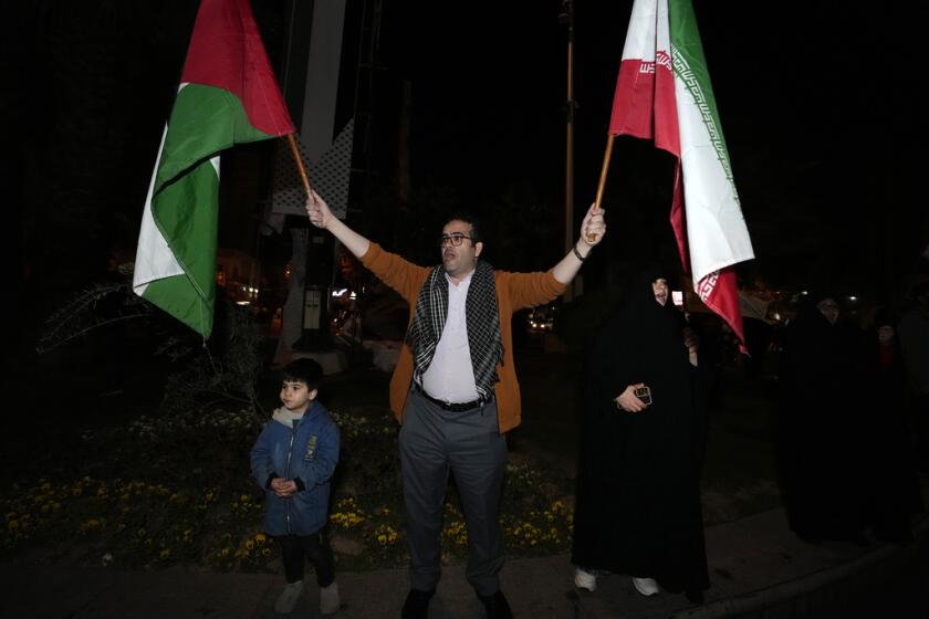 Un manifestante ondea banderas iraníes 
