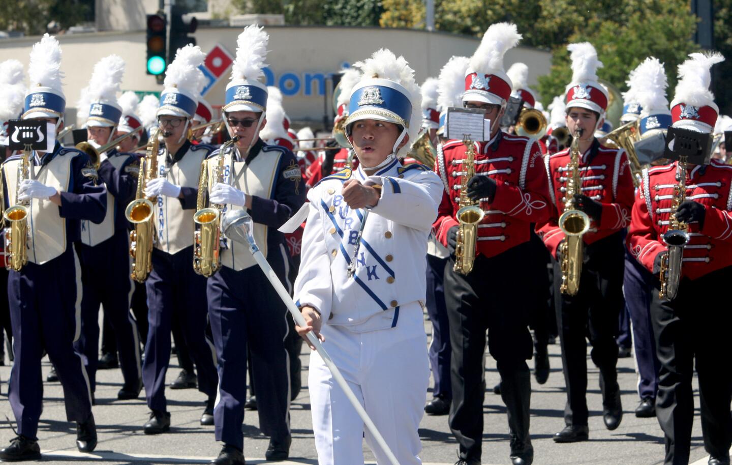 The Burbank Burroughs All City band performs at the annual Burbank on Parade, on Olive Avenue, in Burbank on Saturday, April 23, 2016.