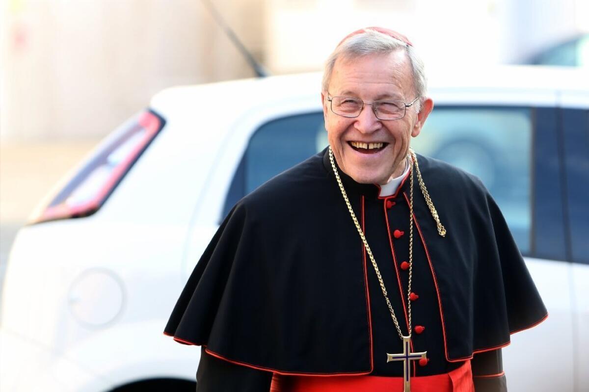 German Cardinal Walter Kasper, who has emerged as a leading voice of the Catholic Church's liberal wing, is shown at the opening of the Synod of Bishops in Rome on Oct. 6.