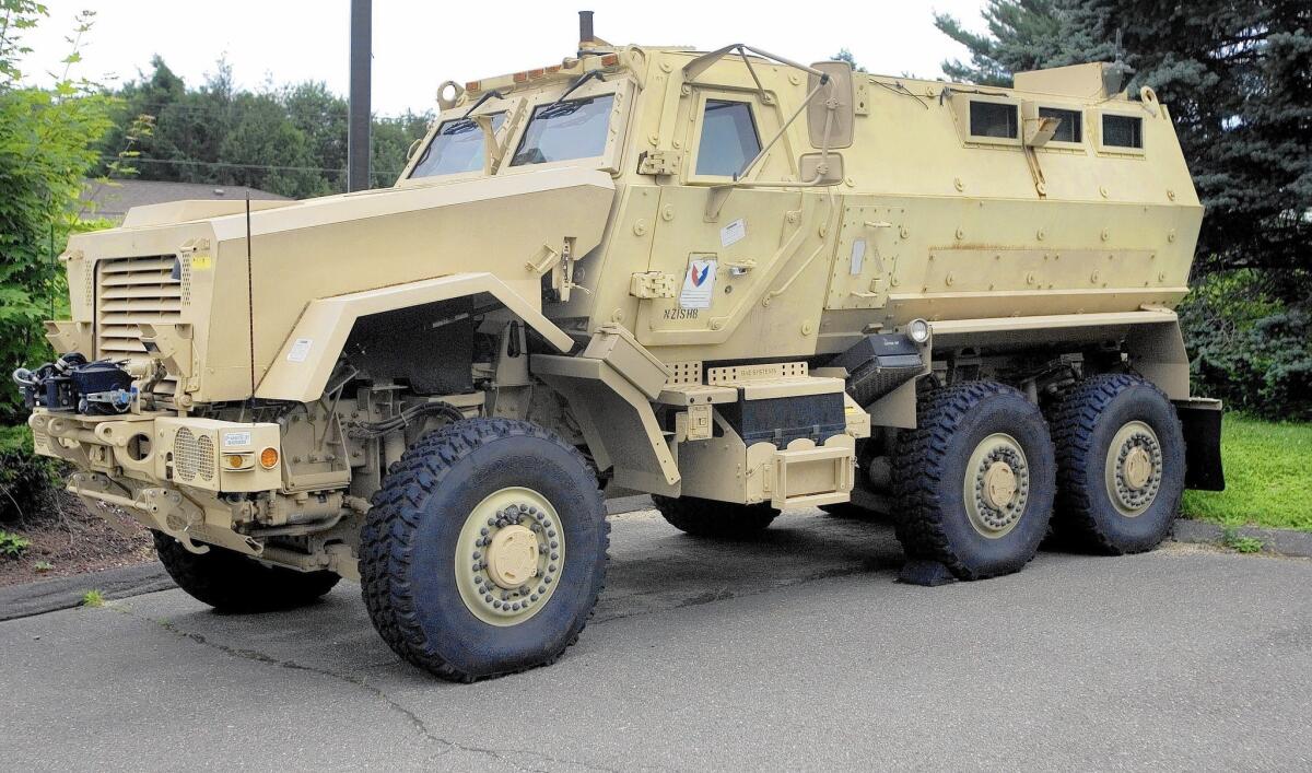 LAUSD police have an ex-military armored vehicle similar to this one in Watertown, Conn.