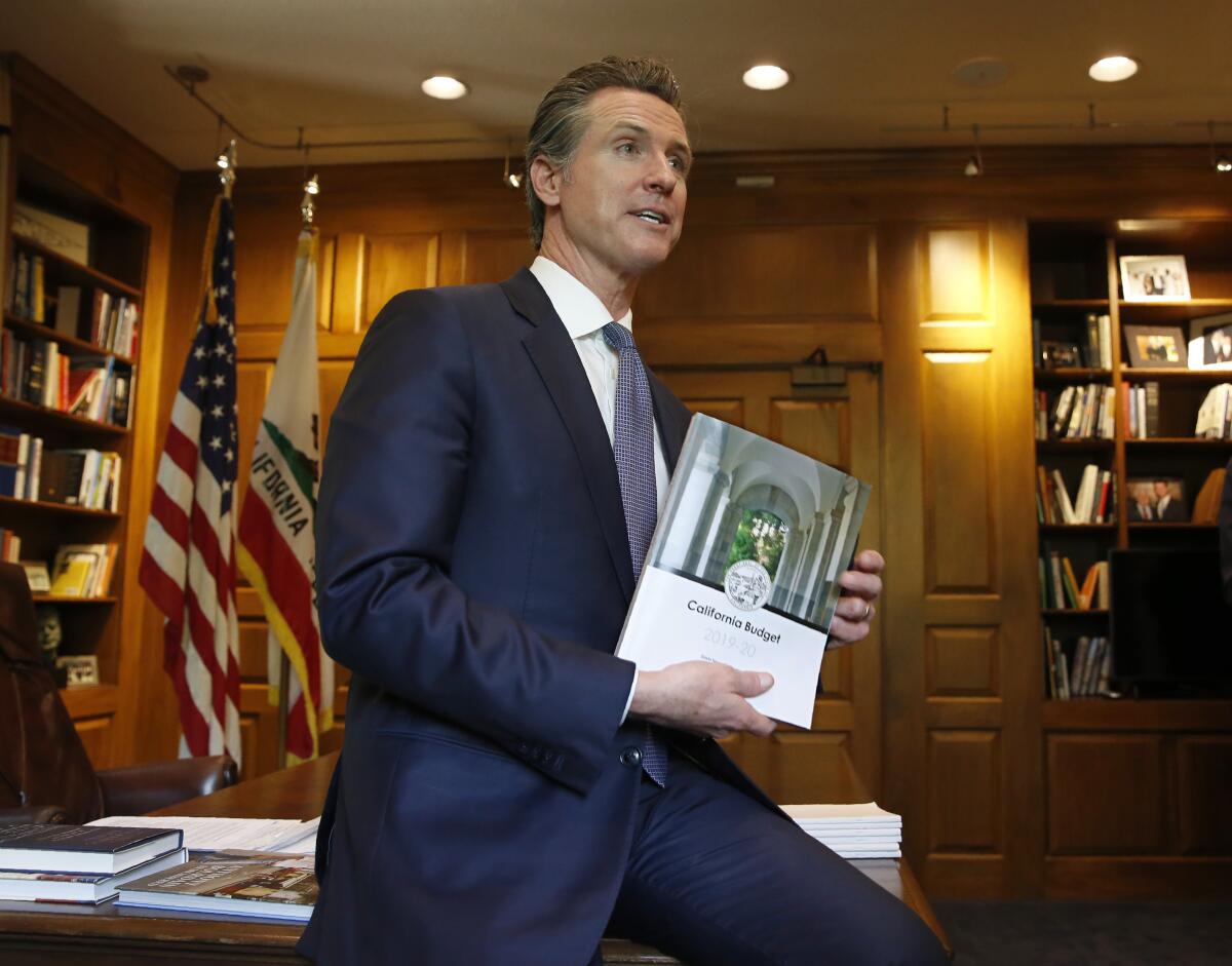Gov. Gavin Newsom before signing the $215-billion 2019-20 state budget in Sacramento.