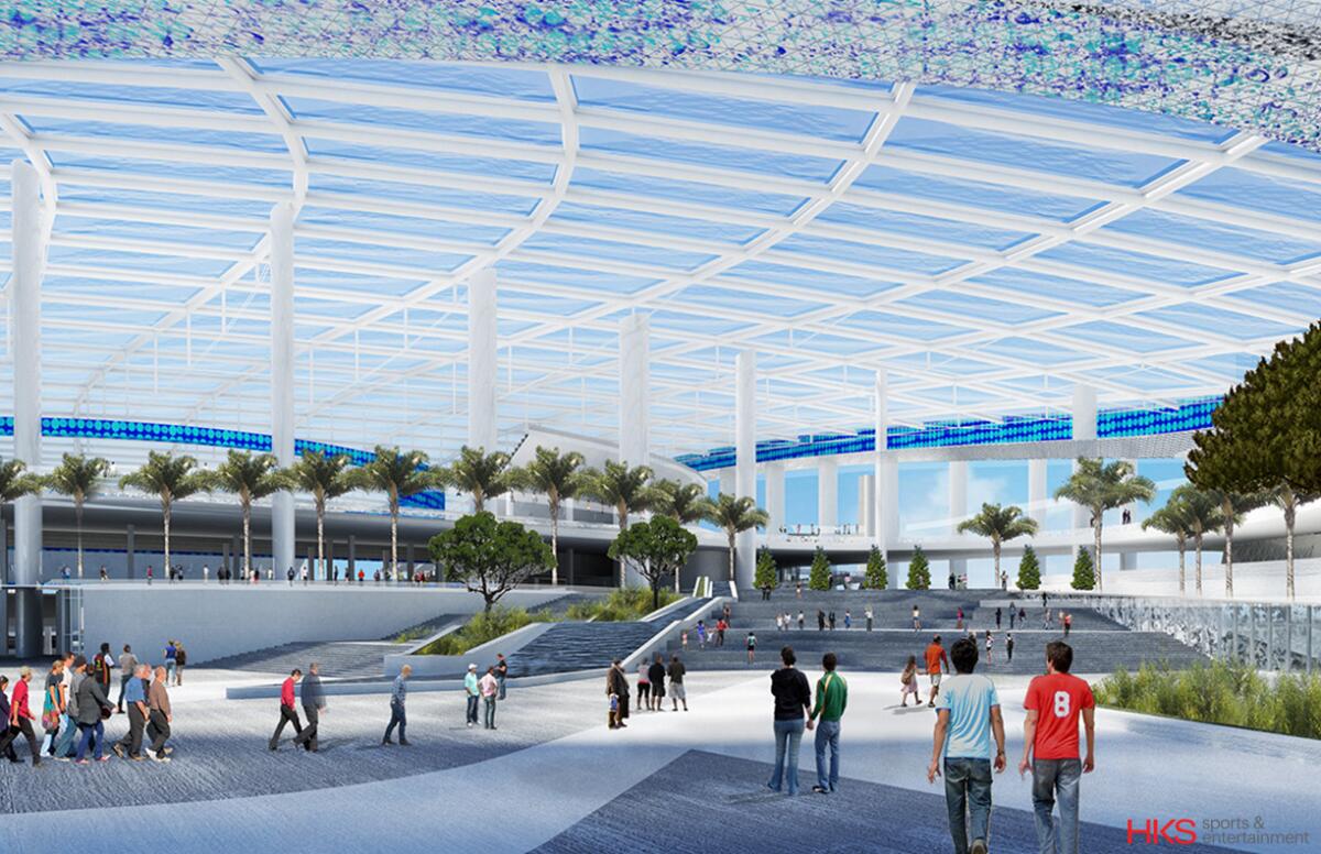 An artist's rendering of the proposed new Inglewood stadium.