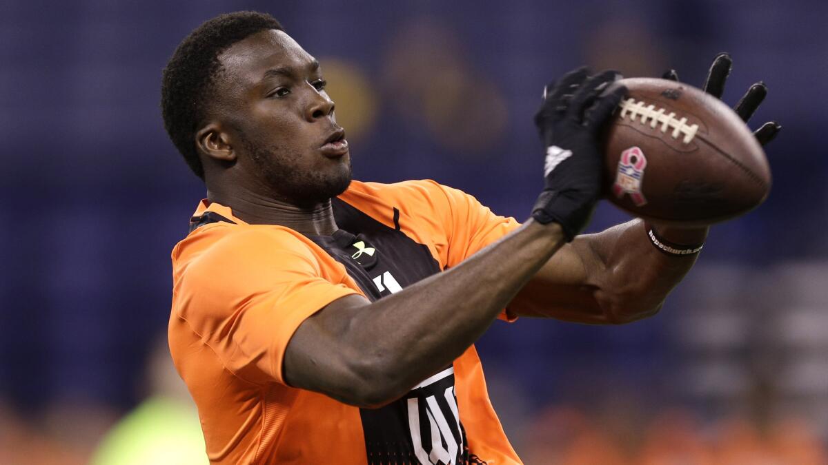 USC wide receiver Nelson Agholor takes part in the NFL scouting combine in Indianapolis on Feb. 21.