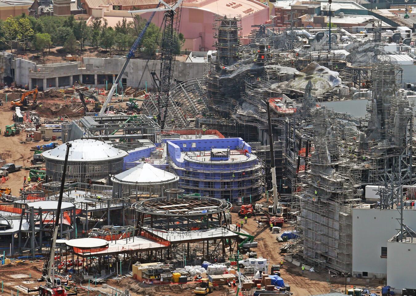 An aerial view of construction Tuesday, June 5, 2018 at Galaxy's Edge an upcoming Star Wars-themed area being developed at Disney's Hollywood Studios at Walt Disney World in Orlando, Florida. (Red Huber/Staff Photographer)
