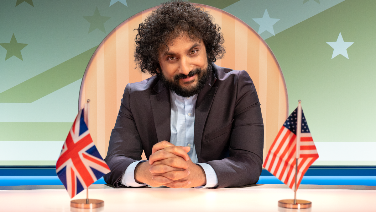 Comedian Nish Kumar hosts Quibi's political satire show "Hello America."
