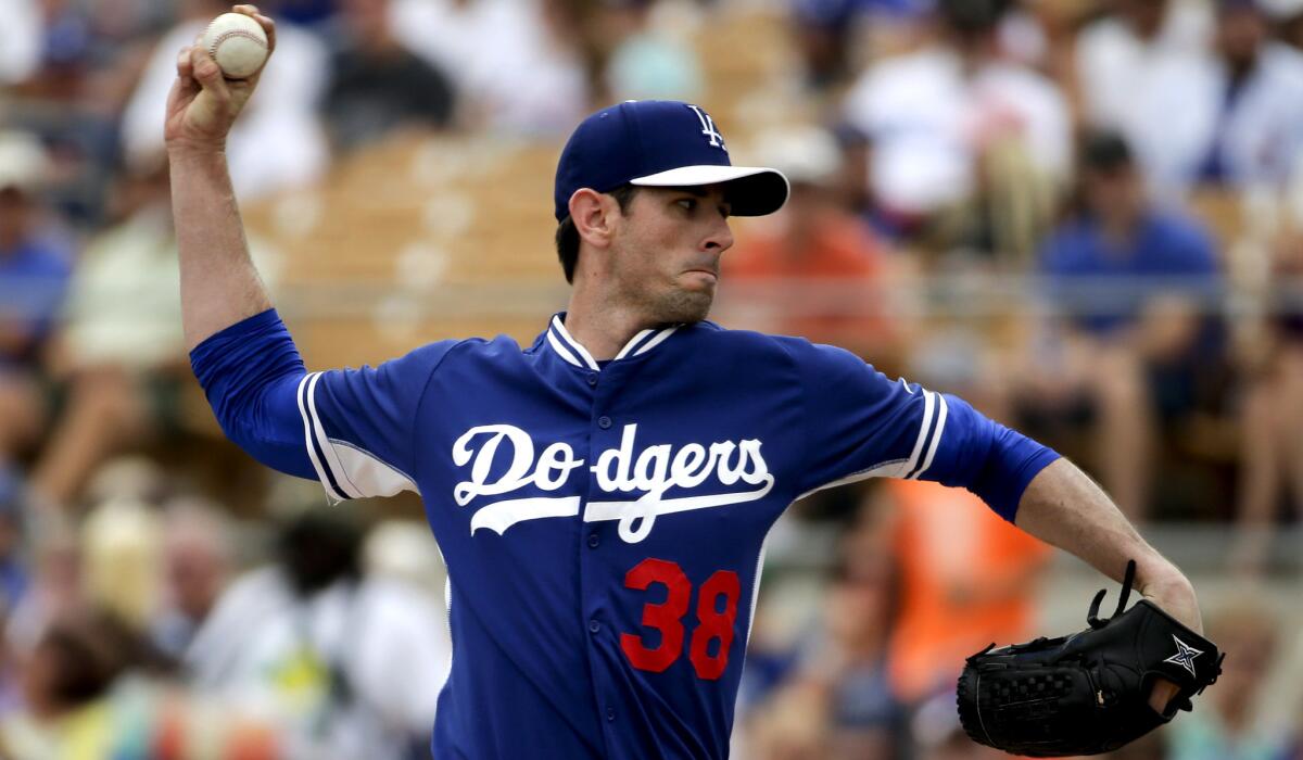 Dodgers pitcher Brandon McCarthy went four innings Wednesday against the Cubs, giving up six runs.
