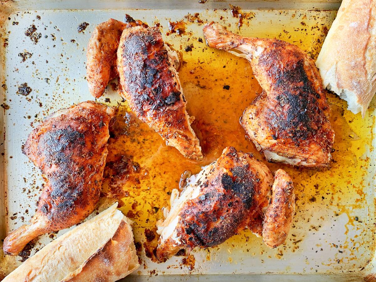 Butterflied chicken can be cooked in the oven or on the grill and makes a great picnic main to take on the go all summer long.