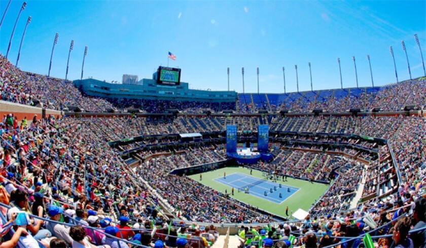 Arthur Ashe Stadium is seen during Arthur Ashe Kids' Day prior to the start of the 2013 US Open at the USTA Billie Jean King National Tennis Center.