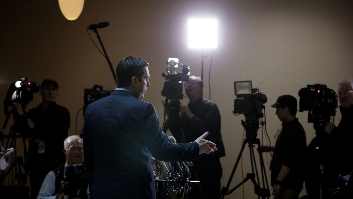 House Intelligence Committee Chairman Devin Nunes meets the media in Washington.