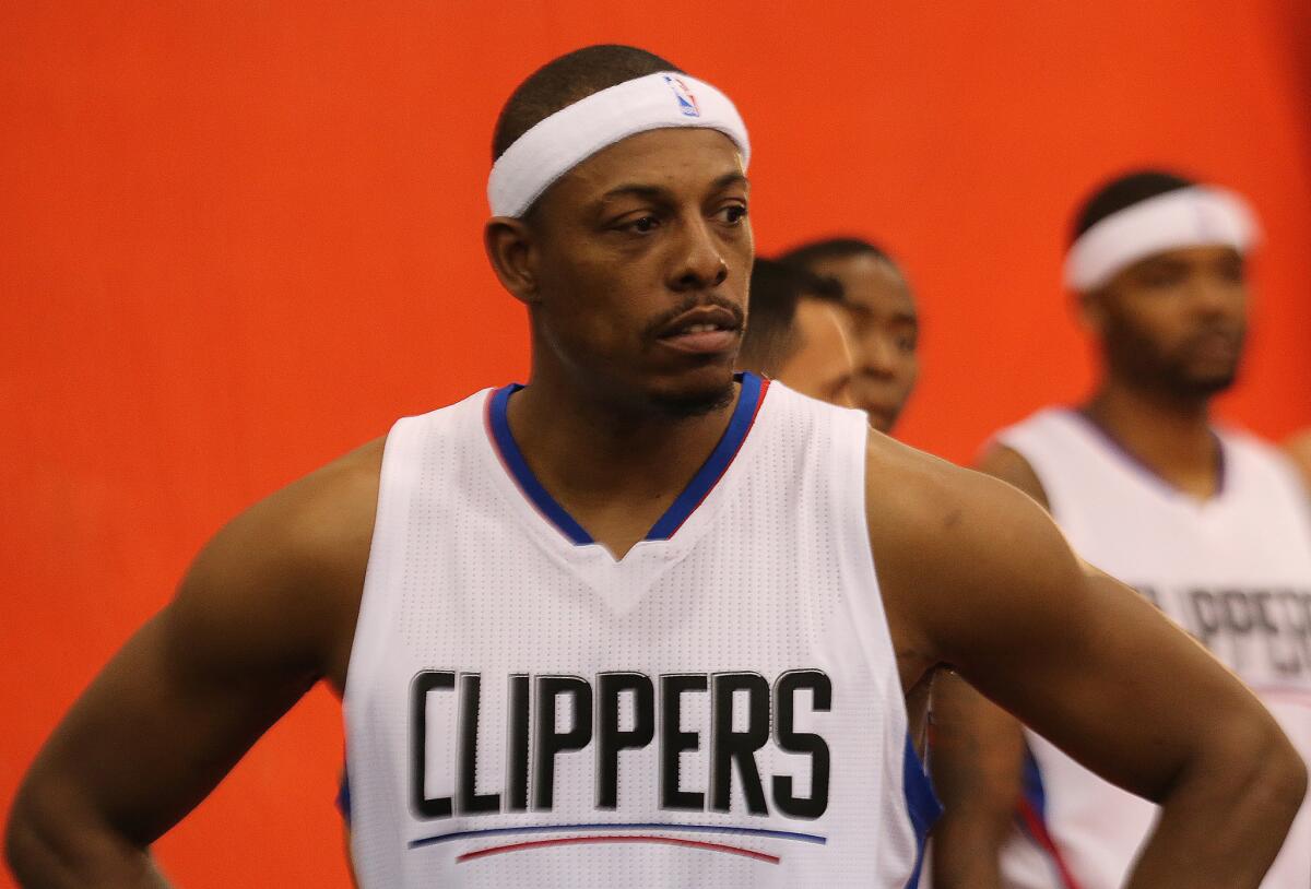 Clippers forward Paul Pierce waits for a photo shoot during media day at the team's training facility in Playa Vista on Friday.