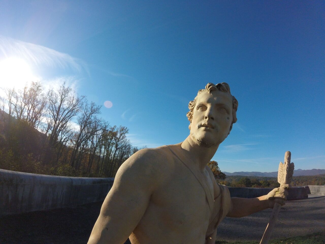 Early sun slants down Oct. 23 on the statuary on the grounds of the Biltmore Estate, Asheville, N.C.