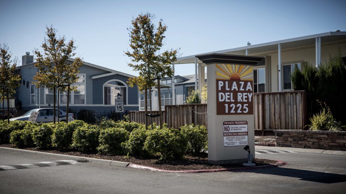 The Plaza Del Rey mobile home park in the heart of Silicon Valley was sold to a private equity firm two years ago. Residents now worry that rents will rise to levels that might force them to leave.