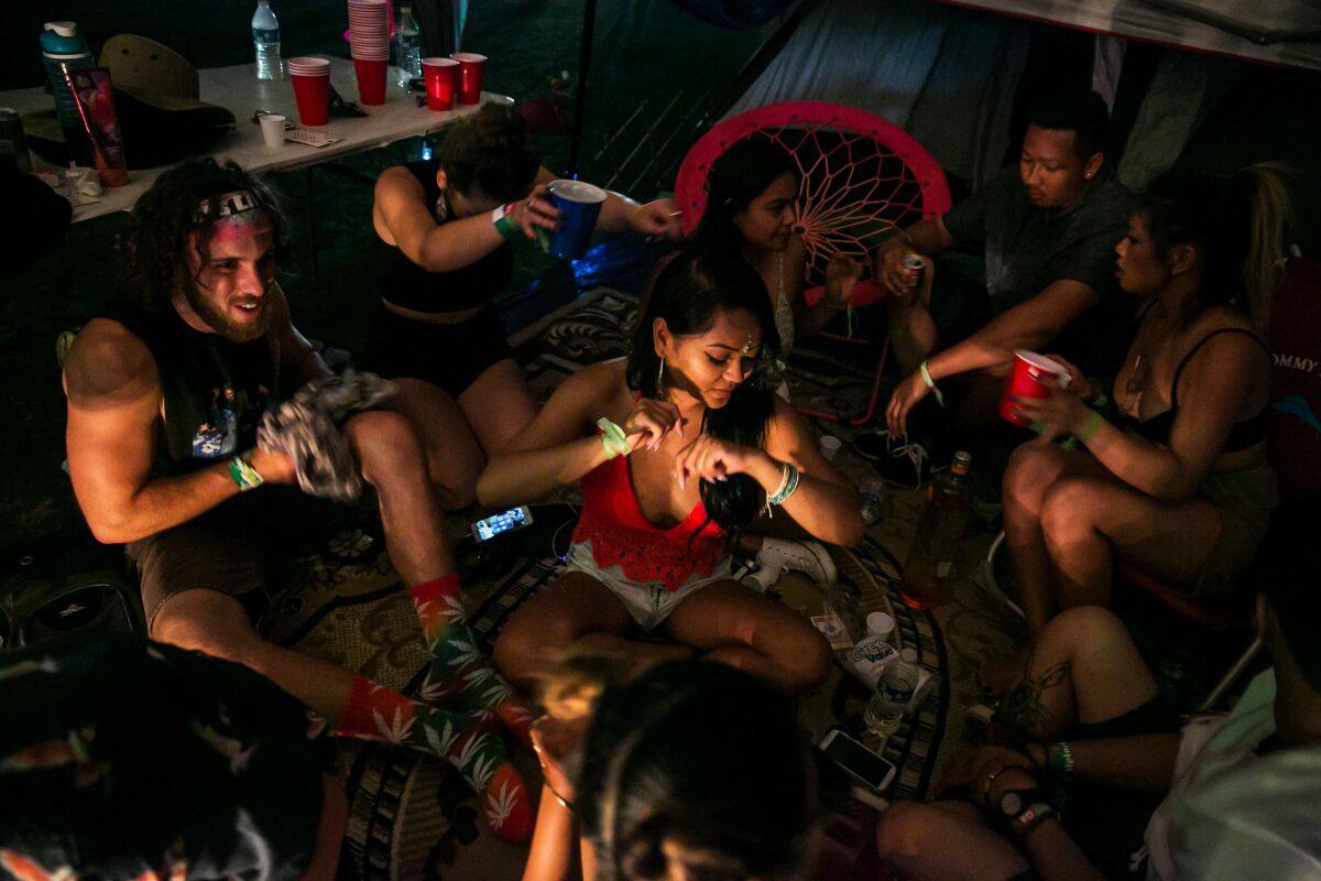 A party in the tent.