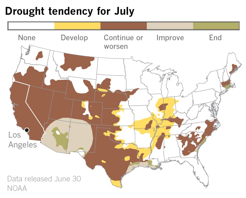 Drought tendency map for July.