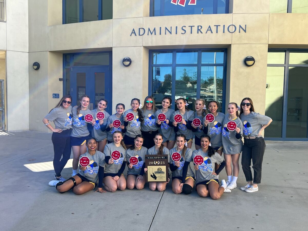 The Marina High cheerleading team won its second straight CIF Southern Section title on Saturday.