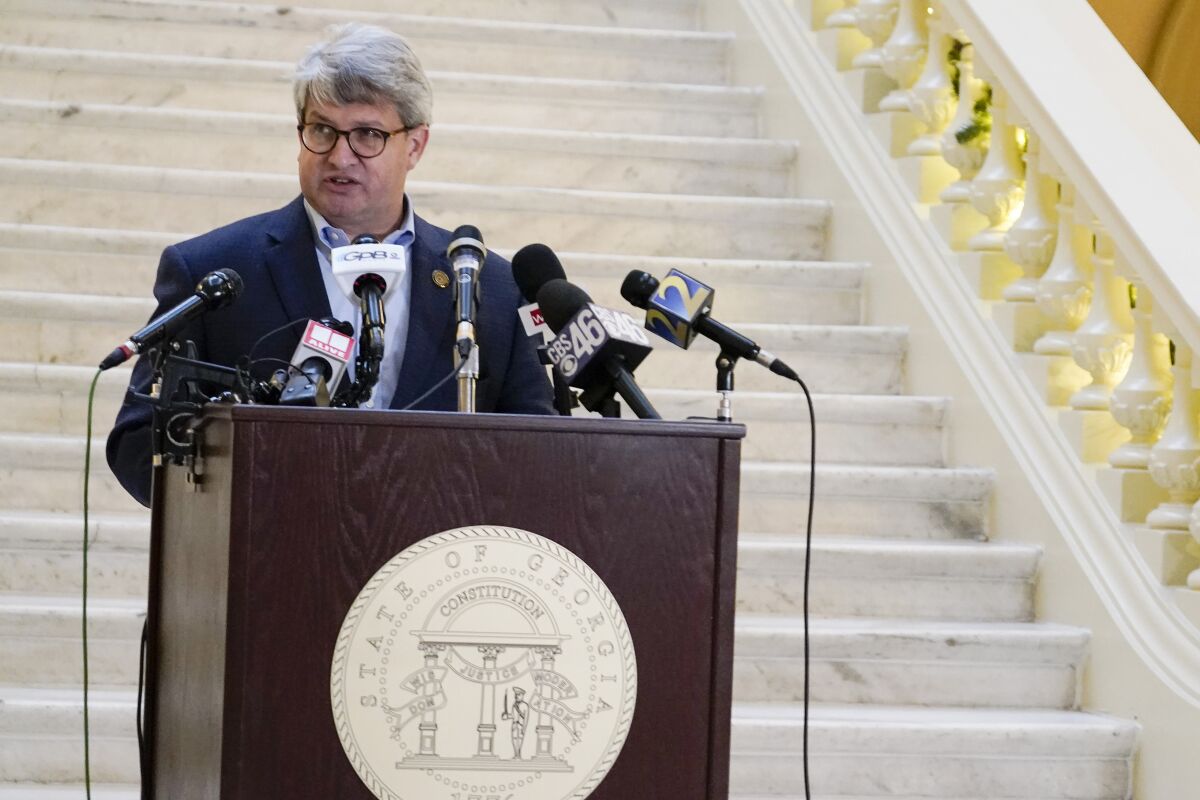 Gabriel Sterling, a top Georgia election official, speaks at a news conference at the state Capitol.