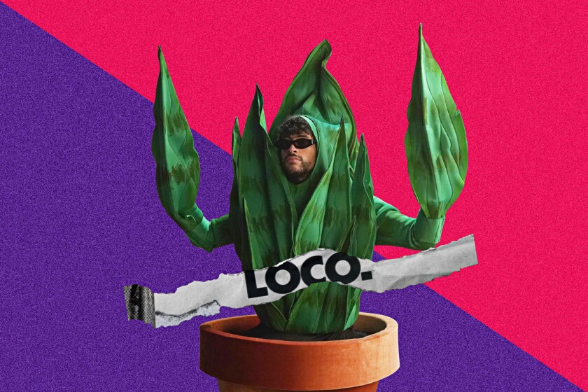Musical guest Bad Bunny performs during the "Loco" sketch on "SNL."
