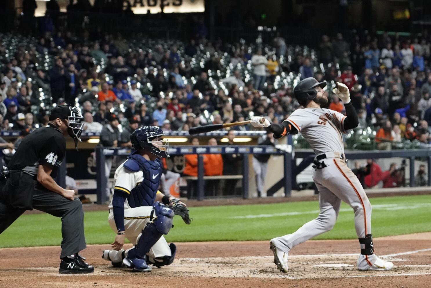 González hits 1st MLB HR, Giants beat Brews to wrap up trip - The San Diego  Union-Tribune