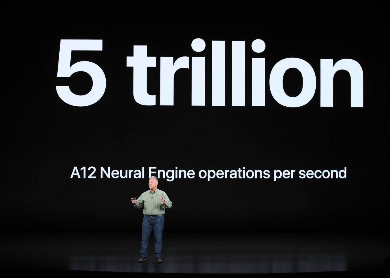 CUPERTINO, CALIFORNIA - SEPTEMBER 11: Phil Schiller, senior vice president of worldwide marketing at Apple Inc., speaks at an Apple event at the Steve Jobs Theater at Apple Park on September 12, 2018 in Cupertino, California. Apple is expected to announce new iPhones with larger screens as well as other product upgrades.