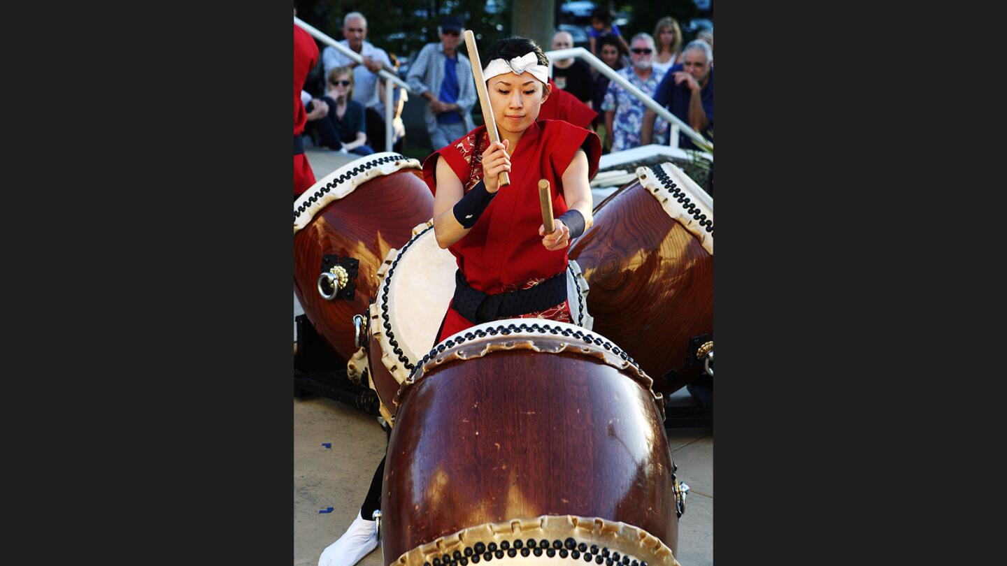 Photo Gallery: Makoto Taiko performs with Japanese percussion at Brand Library summer concert series