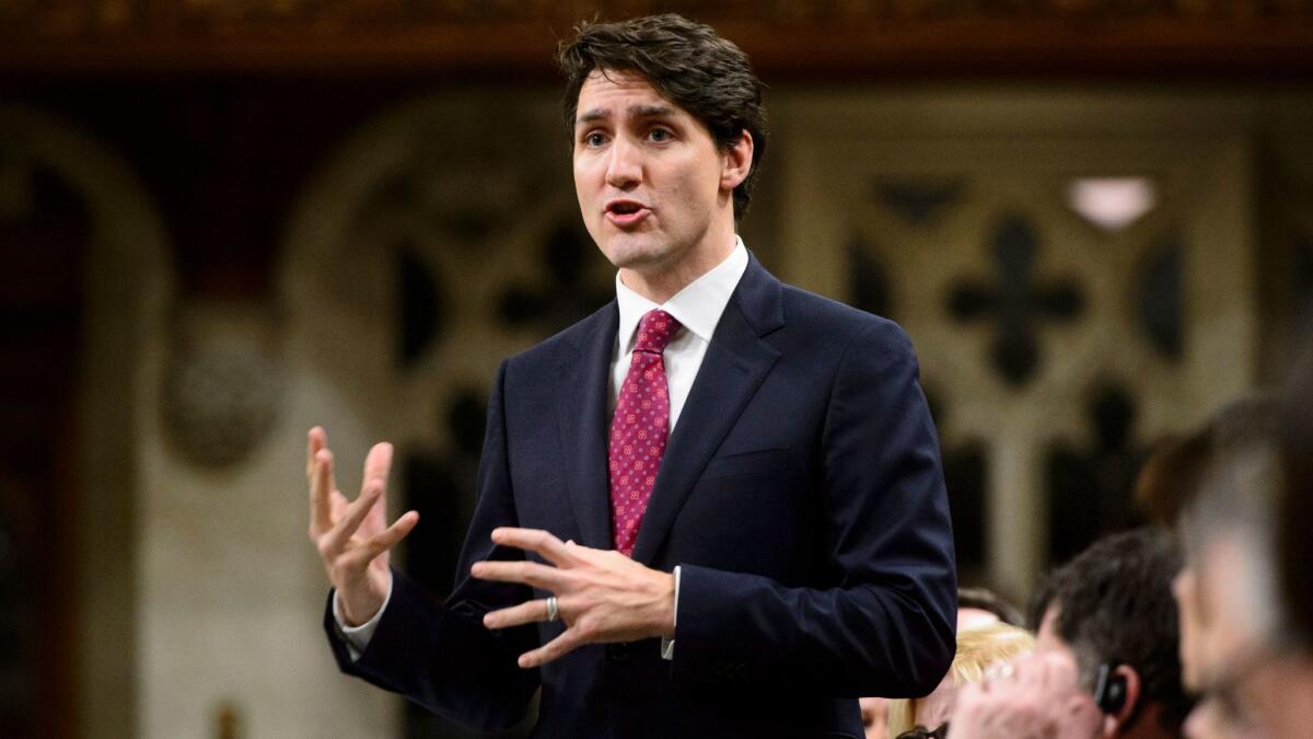 Prime Minister Justin Trudeau, seen here in February 2018, called Trump's tariff proposal "absolutely unacceptable."