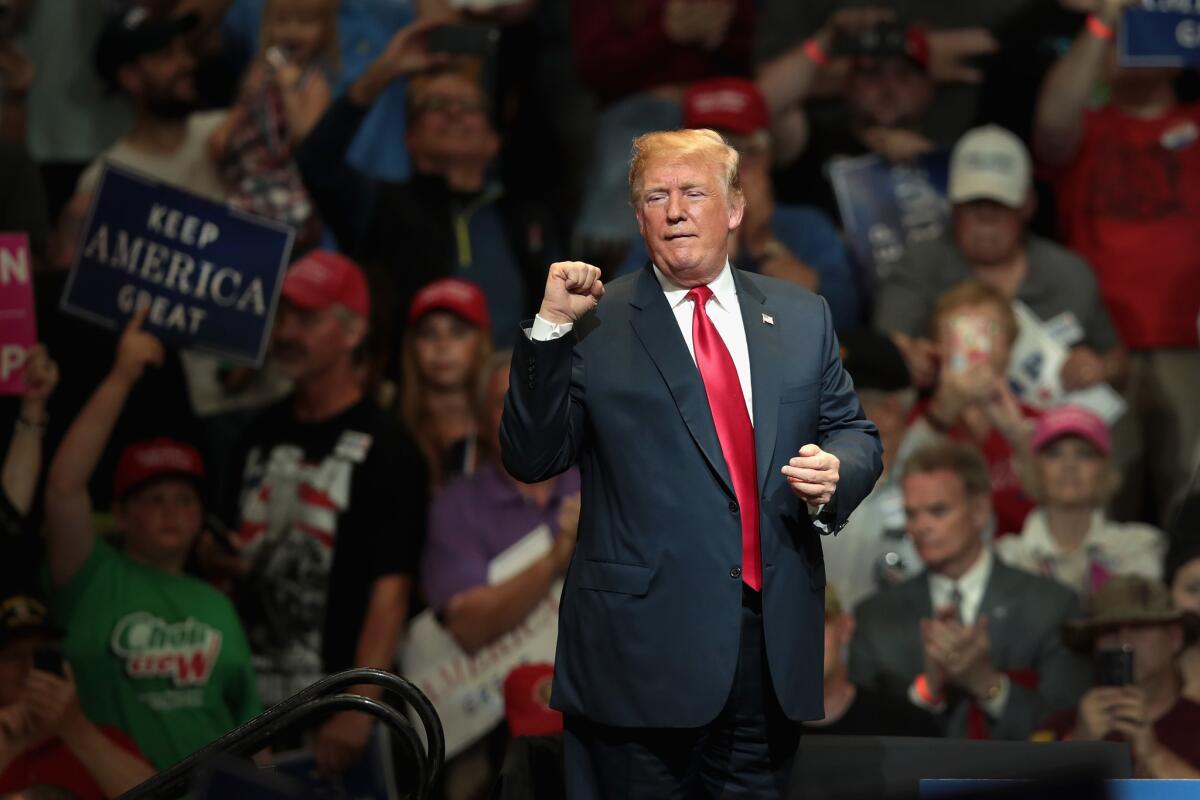 President Trump speaks at a campaign rally