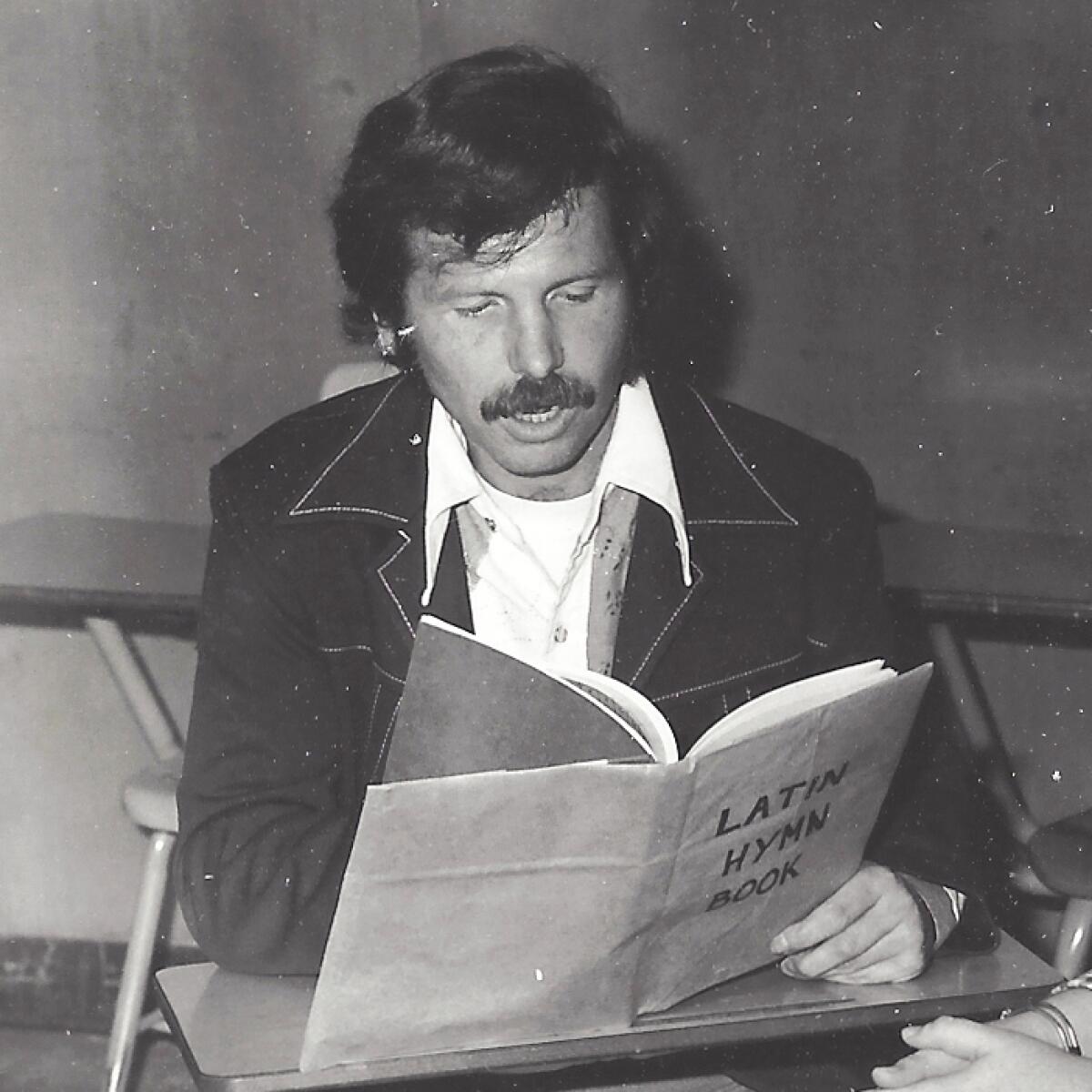 Joe Robinson teaches his Latin class at Newport Harbor in the 1970s.