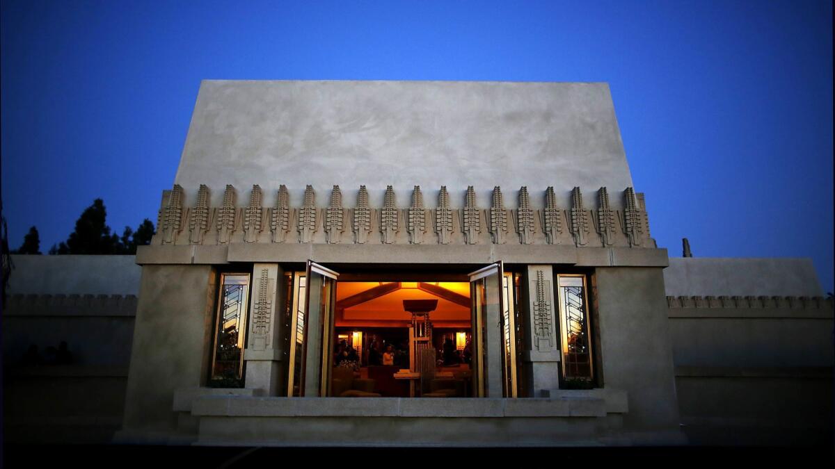 Hollyhock House, one of American architect Frank Lloyd Wright's masterpieces and his first project in Los Angeles, with seven other Wright buildings, was named a UNESCO World Heritage Site on Sunday.