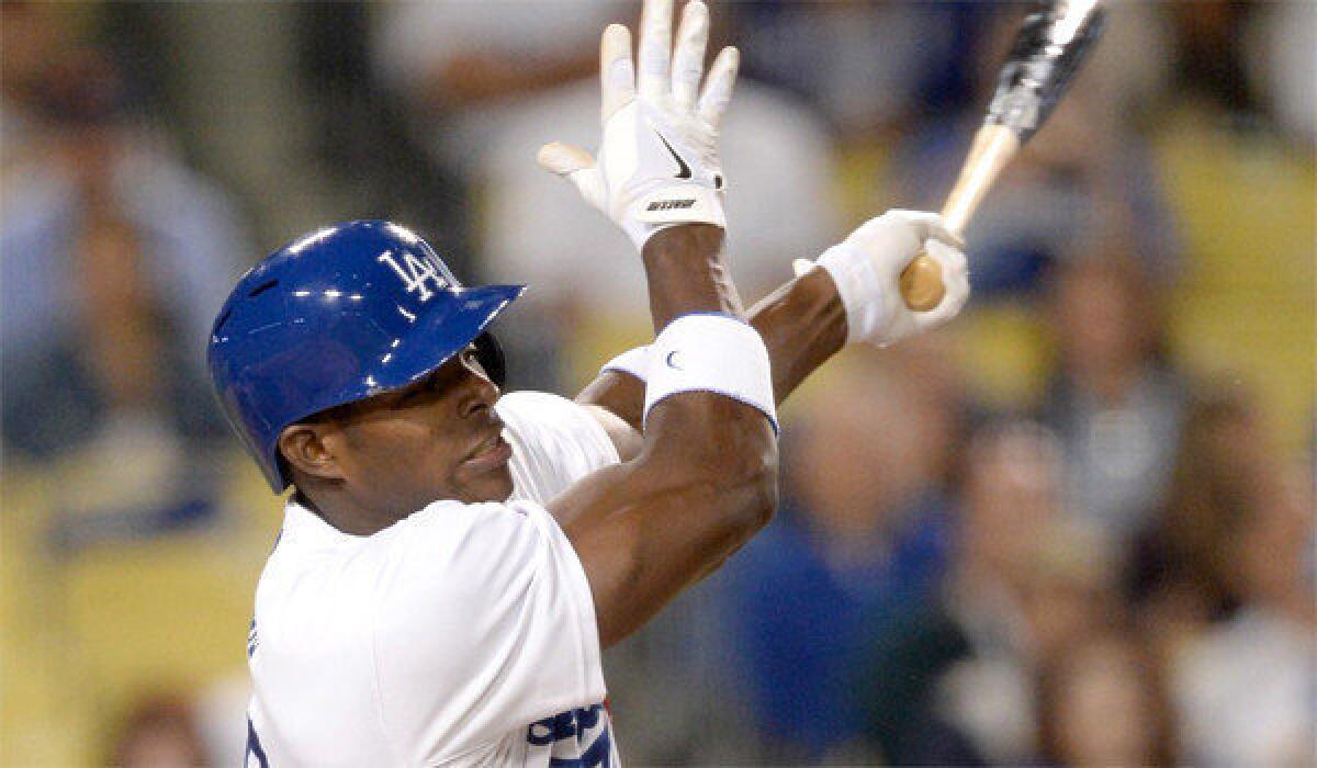Yasiel Puig's batting average dropped to .556 after he failed to get a hit on his first at bat of the night against the San Diego Padres.