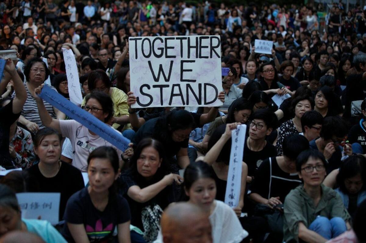 Mothers of student protesters rally in support of their children in Hong Kong on Jan. 5, 2019.