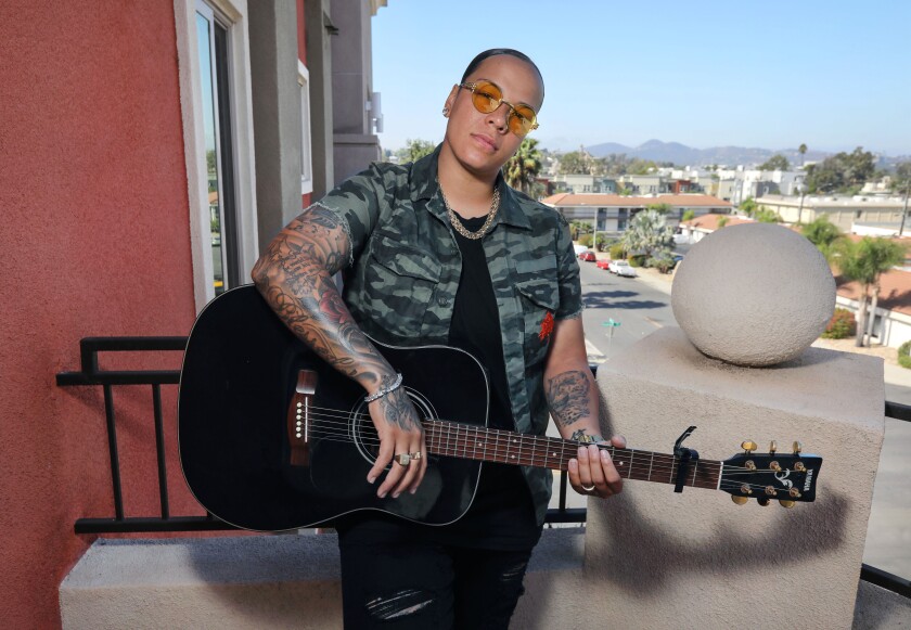 A portrait of musician Celina Graves at her home in Escondido
