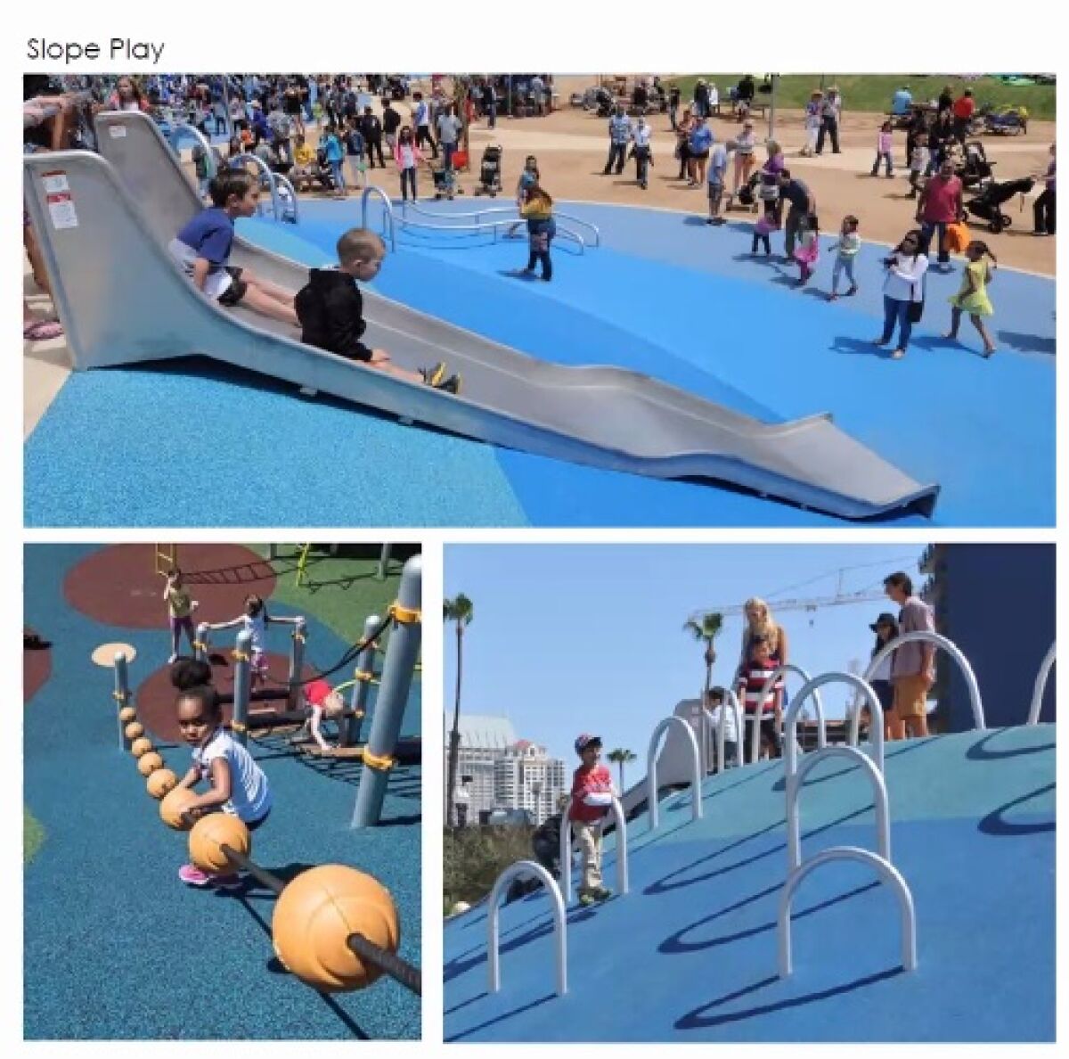 Example of sloped playground features that will be included in the park.