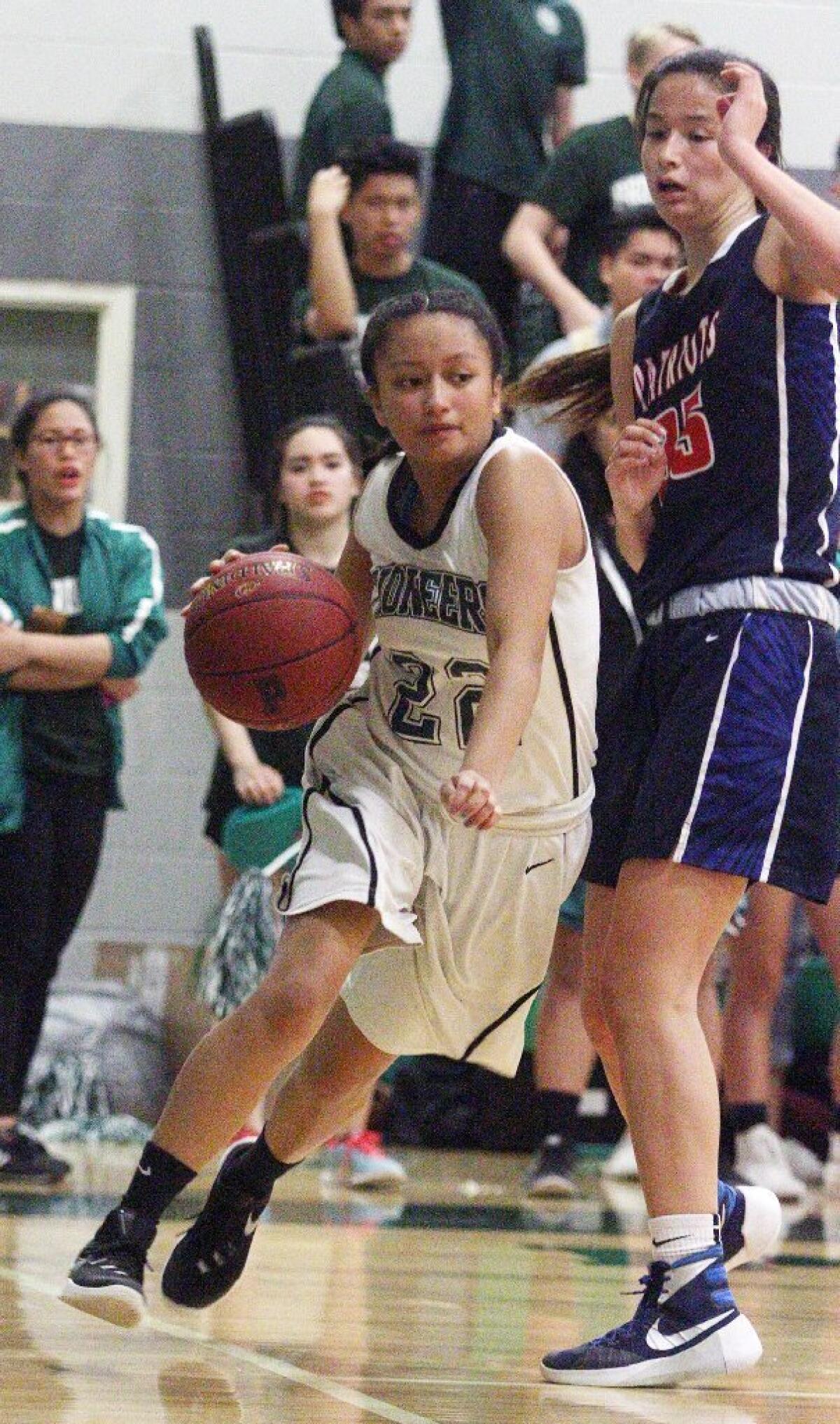 Providence's Sophia Jimenez drives to the basket against Oxford Academy's Austyn Masuno.