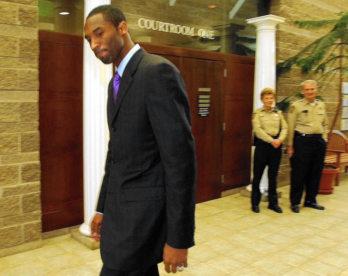 Kobe Bryant is shown in March 2004 in a Colorado courthouse.