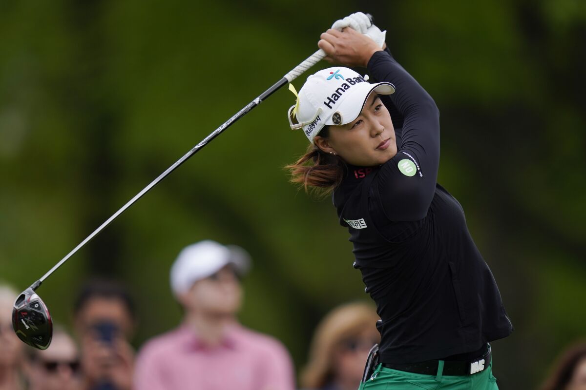 Minjee Lee hits off the fourth tee during the final round of the LPGA Cognizant Founders Cup on Sunday.