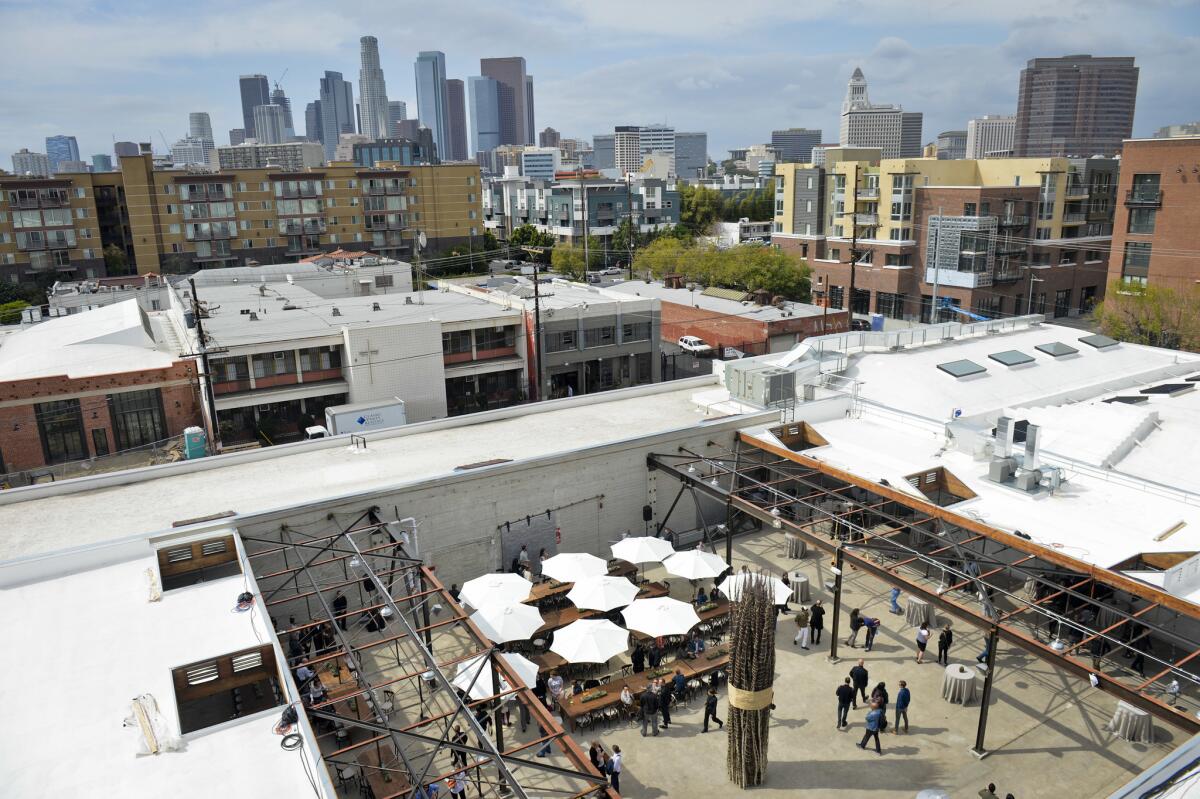 The Arts District of downtown Los Angeles is home to a mix of upscale residential developments and converted warehouses that serve as art galleries and living spaces.