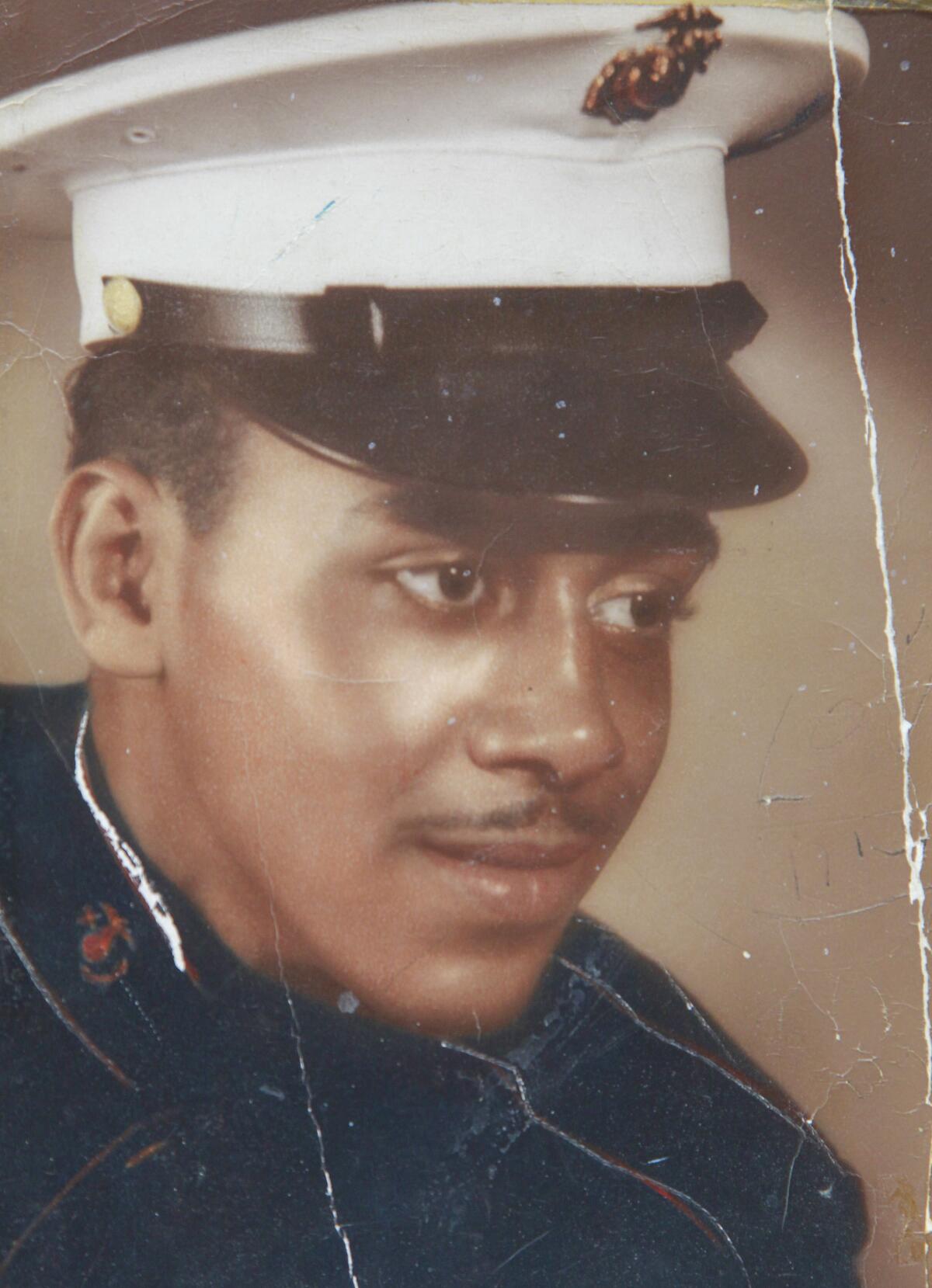 An undated photo of Robert L. Moore early in his military career as a Montford Point Marine.  