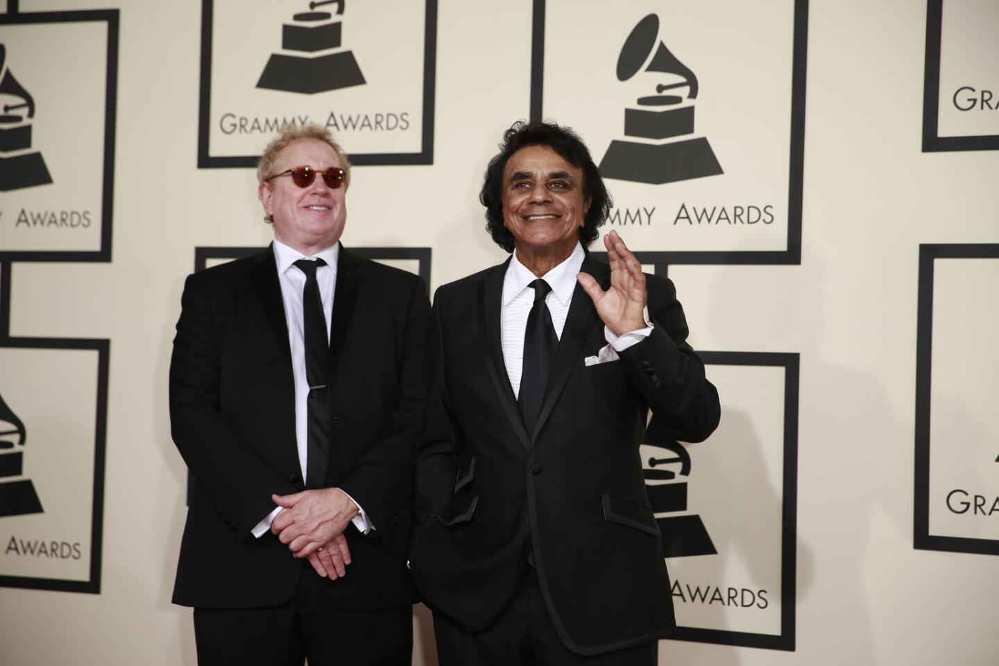 Fred Mollin, left, producer, with Johnny Mathis, traditional pop vocal album nominee