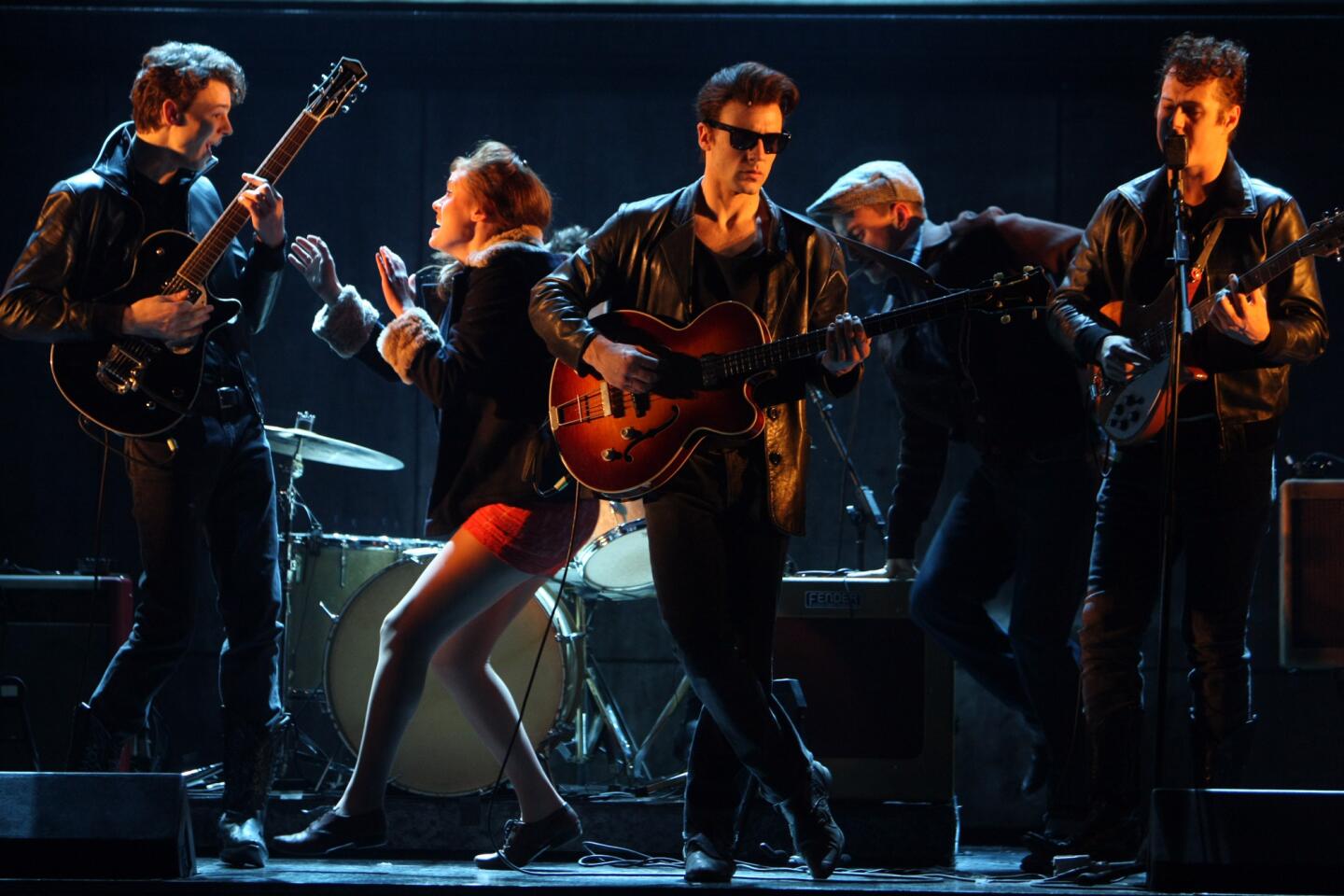 Daniel Westwick (George Harrison), left, Nick Blood (Stuart Sutcliffe) and Andrew Knott (John Lennon). The musical is about the early days of the Beatles and the story of Stuart Sutcliffe, who became known as the Fifth Beatle.