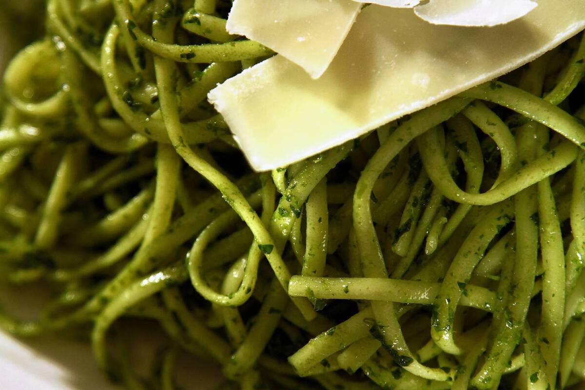 Dandelion pesto can take some work, but is delicious with pasta.