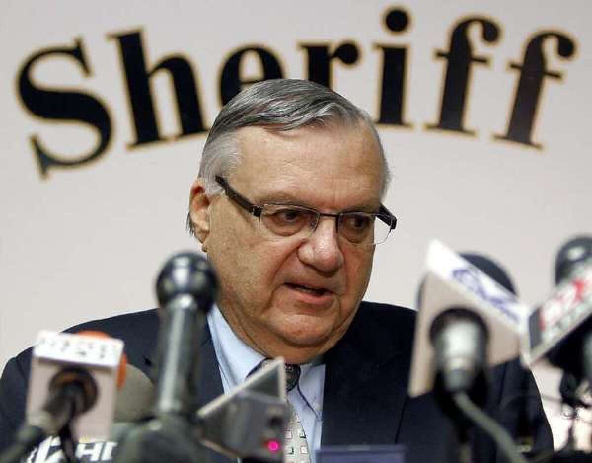Maricopa County Sheriff Joe Arpaio conducts a news conference in Phoenix last year.