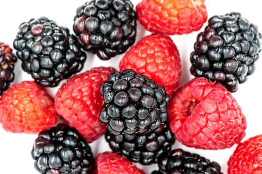 Blackberries and raspberries