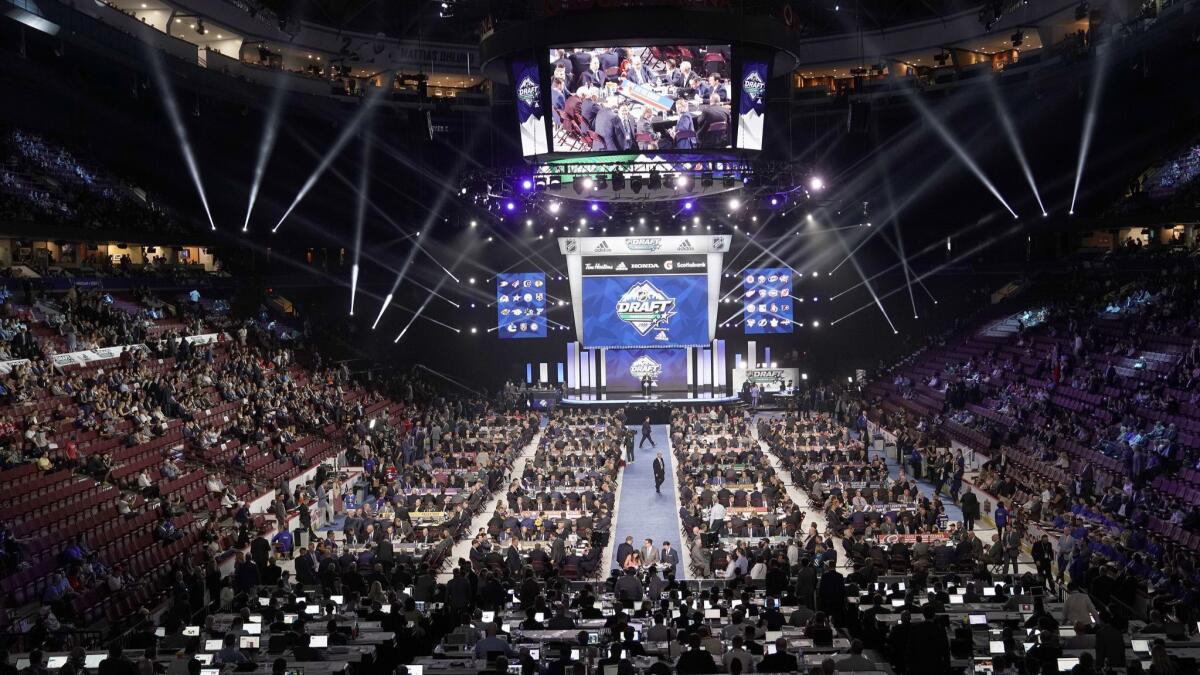 A general view of the draft floor prior to the first round of the 2019 NHL draft at Rogers Arena on June 21 in Vancouver. 