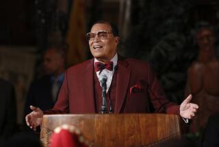 Nation of Islam leader Louis Farrakhan speaks about his ousting from Facebook at St. Sabina Catholic Church in Chicago, Illionis on May 9, 2019. (Photo by KAMIL KRZACZYNSKI / AFP) (Photo credit should read KAMIL KRZACZYNSKI/AFP via Getty Images)