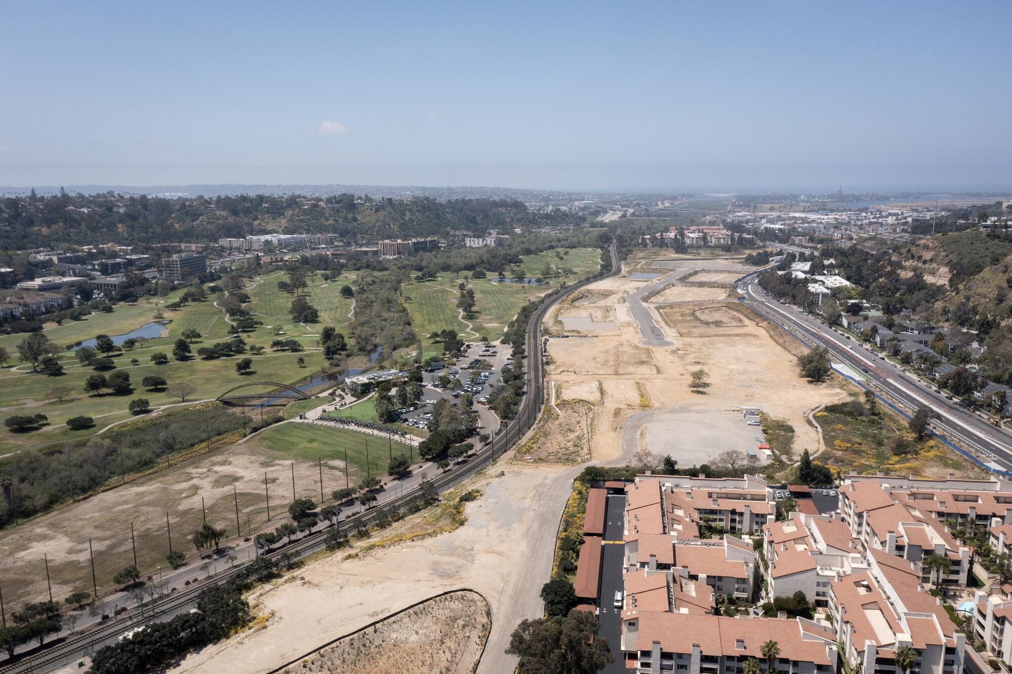 Aerial view of Riverwalk project site in Mission Valley