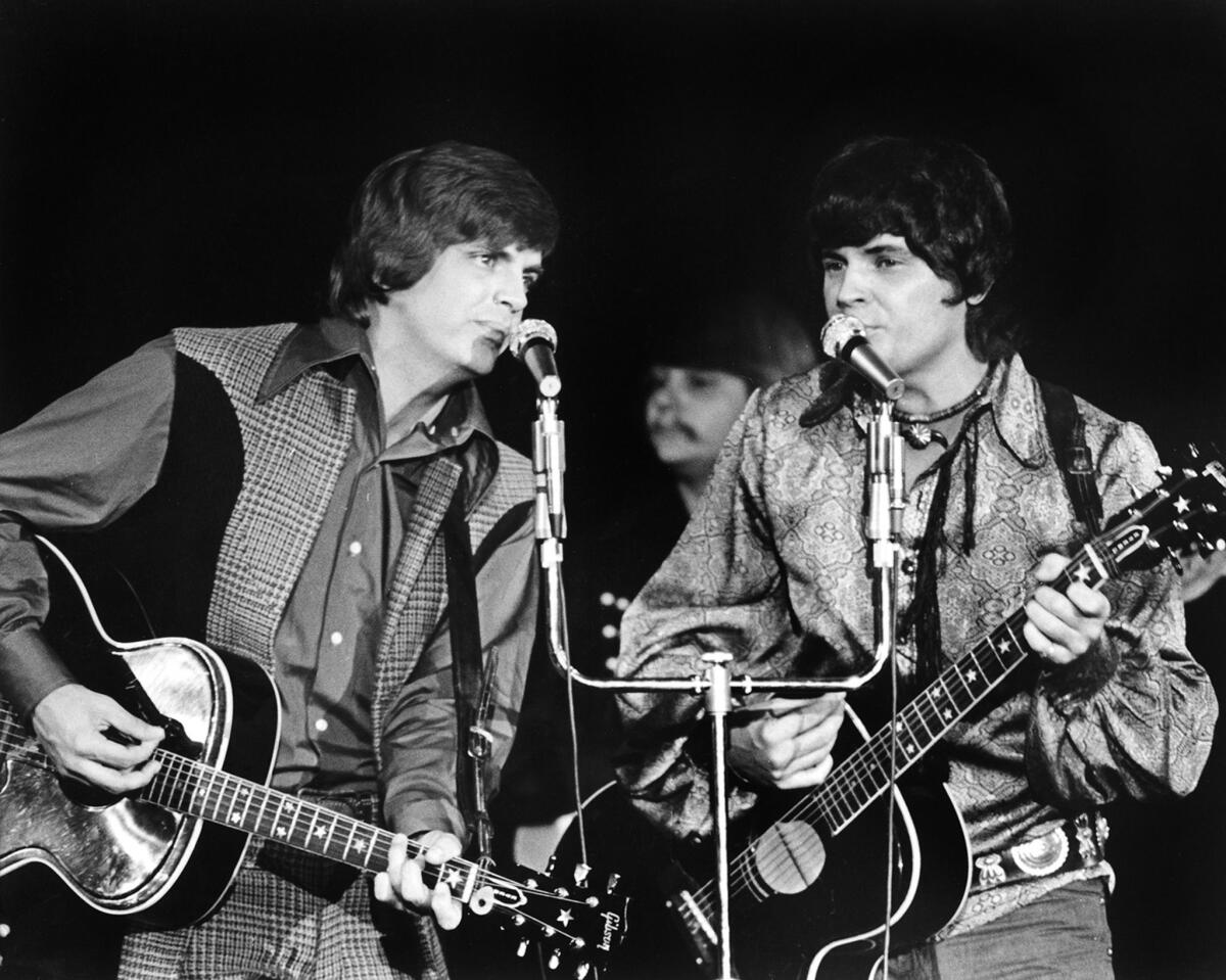 Phil Everly, left, performs with his brother Don in Las Vegas in 1970.