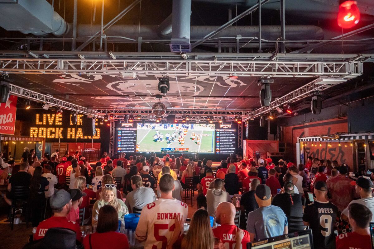 A view of Moonshine Beach during a 49ers game on Oct. 4, 2021.