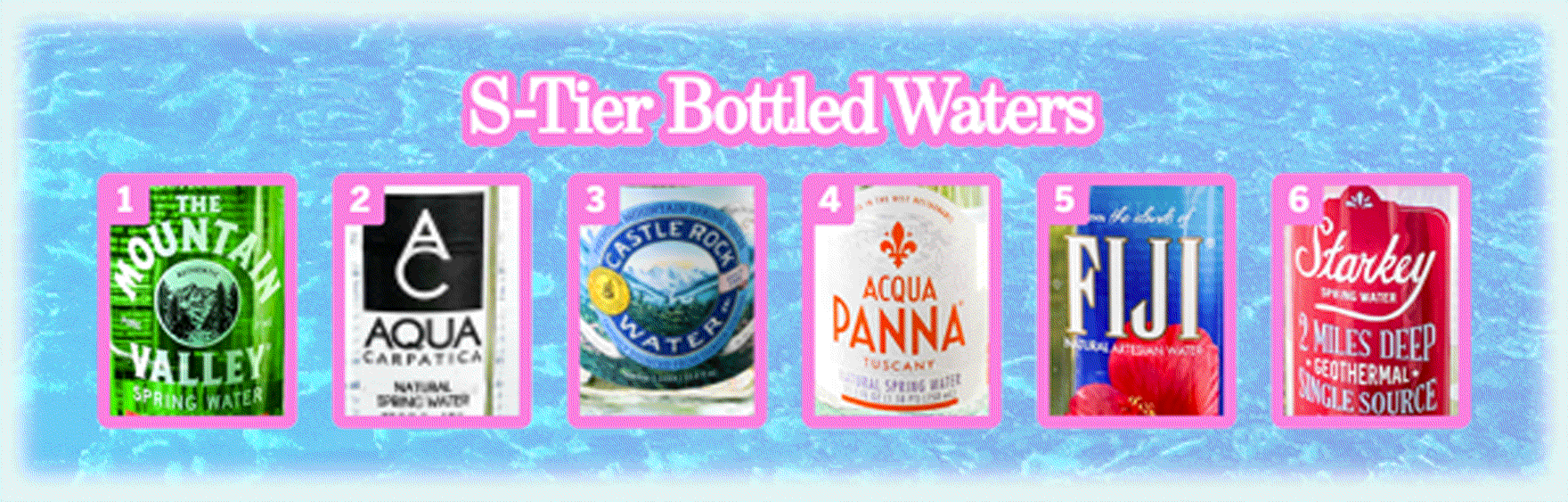 S-tier bottled waters 1 through 6
