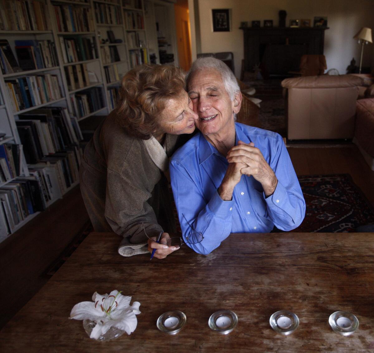 Daniel Ellsberg, the whistleblower who released the Pentagon Papers, receives a