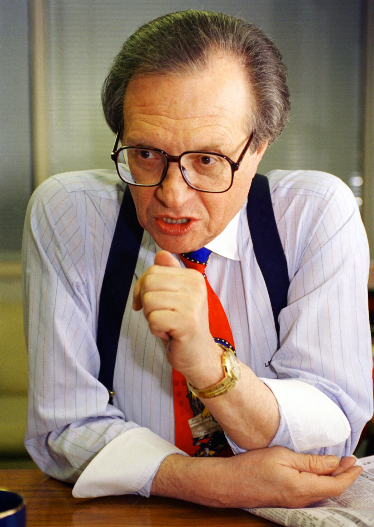 Larry King during an interview at the CNN studio.